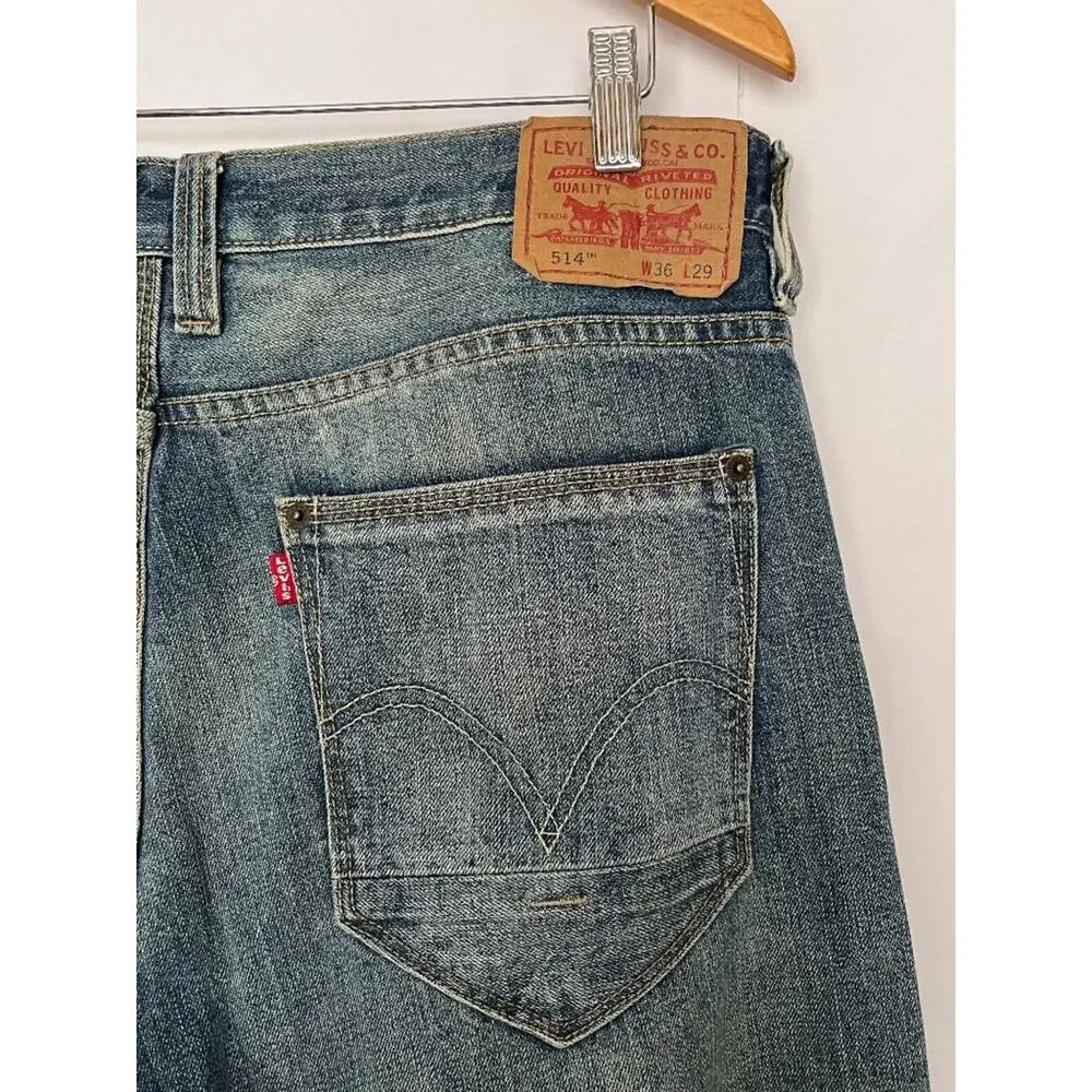 Levi’s 514 Slim Straight Jean Cotton Denim Mens Size 36x29 (actual 34x28.5) Blue